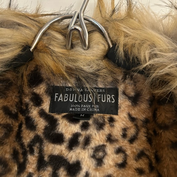 NWOT Fabulous Furs Black Jacket with Brown Faux Fur Trim - Picture 8 of 9